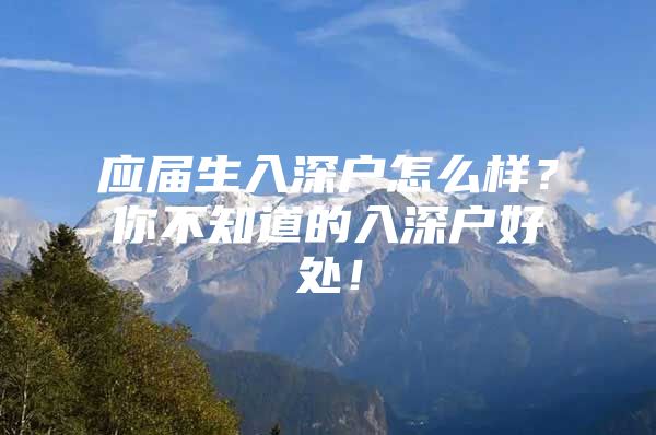 应届生入深户怎么样？你不知道的入深户好处！