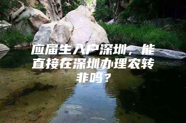 应届生入户深圳，能直接在深圳办理农转非吗？