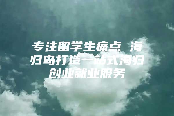 专注留学生痛点 海归岛打造一站式海归创业就业服务