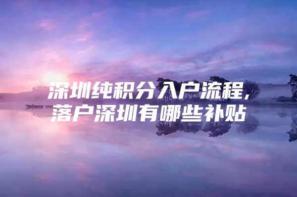 深圳纯积分入户流程,落户深圳有哪些补贴