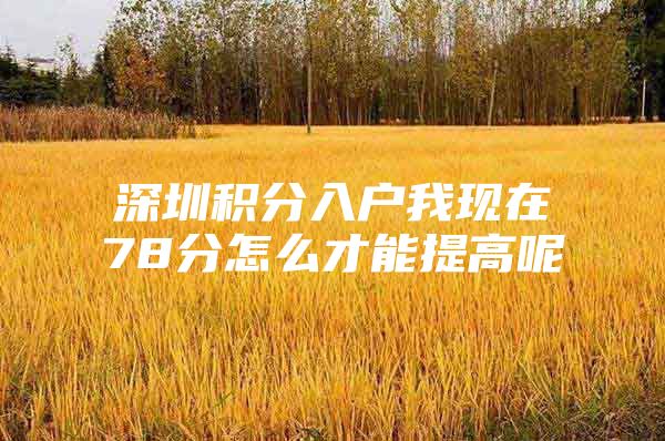 深圳积分入户我现在78分怎么才能提高呢