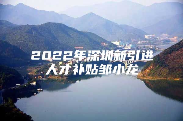 2022年深圳新引进人才补贴邹小龙