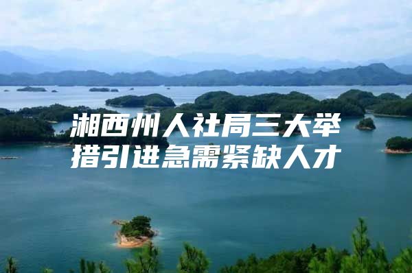 湘西州人社局三大举措引进急需紧缺人才