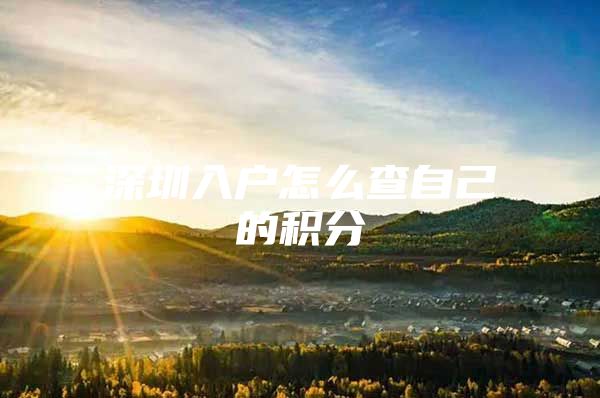 深圳入户怎么查自己的积分