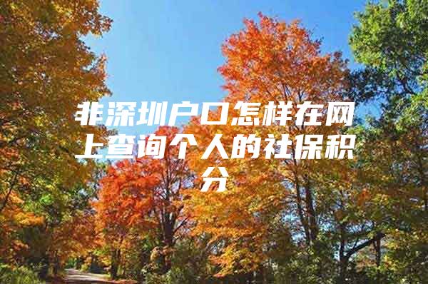 非深圳户口怎样在网上查询个人的社保积分