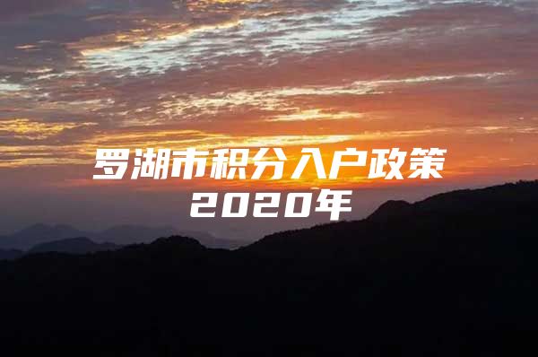 罗湖市积分入户政策2020年