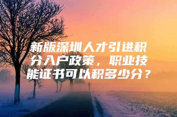 新版深圳人才引进积分入户政策，职业技能证书可以积多少分？