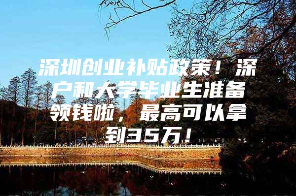 深圳创业补贴政策！深户和大学毕业生准备领钱啦，最高可以拿到35万！