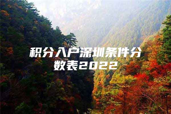 积分入户深圳条件分数表2022