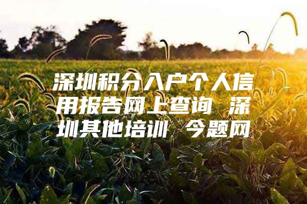 深圳积分入户个人信用报告网上查询 深圳其他培训 今题网