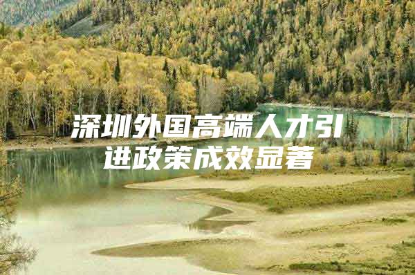 深圳外国高端人才引进政策成效显著