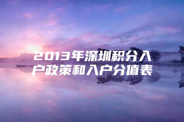 2013年深圳积分入户政策和入户分值表