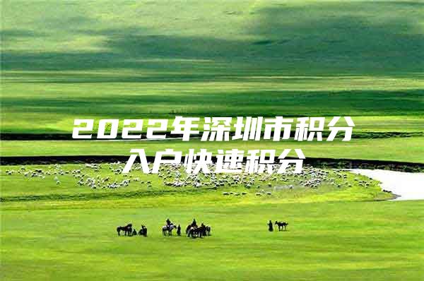 2022年深圳市积分入户快速积分