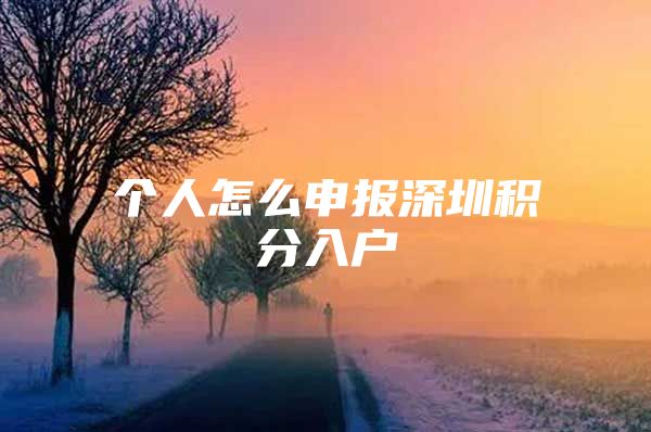 个人怎么申报深圳积分入户