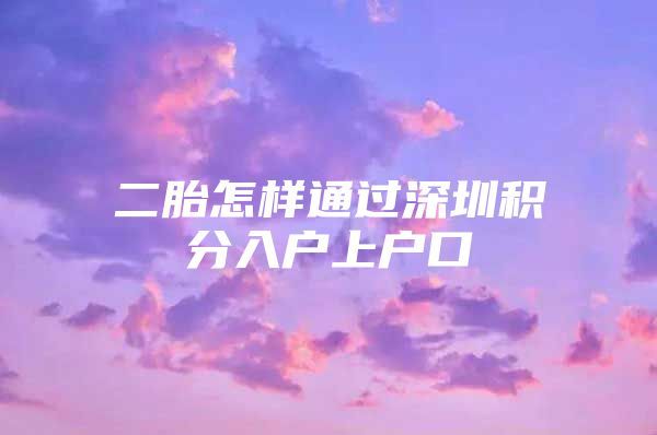 二胎怎样通过深圳积分入户上户口