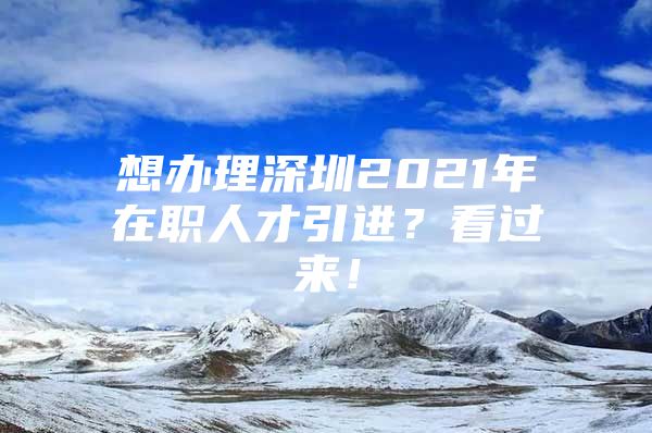 想办理深圳2021年在职人才引进？看过来！