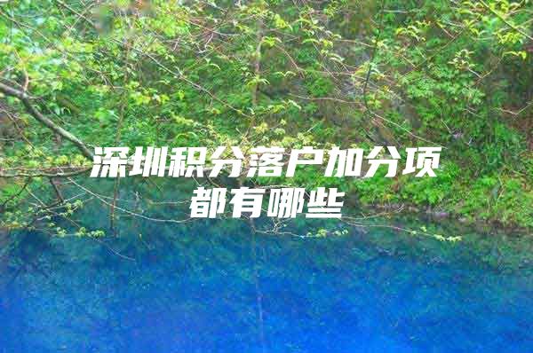 深圳积分落户加分项都有哪些