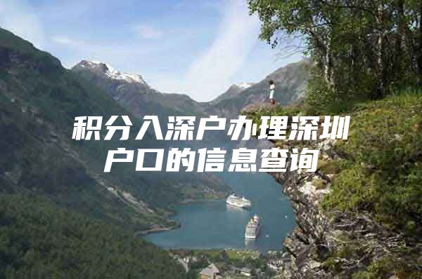 积分入深户办理深圳户口的信息查询