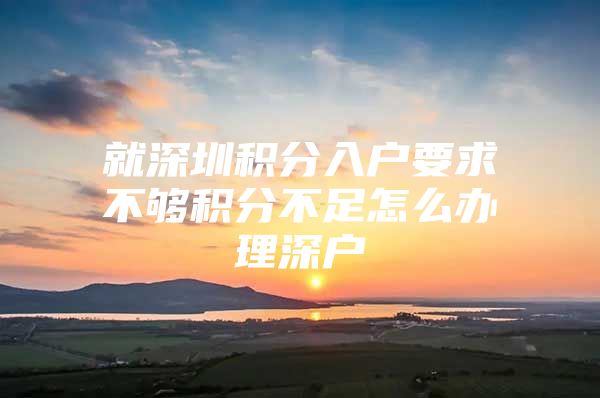 就深圳积分入户要求不够积分不足怎么办理深户