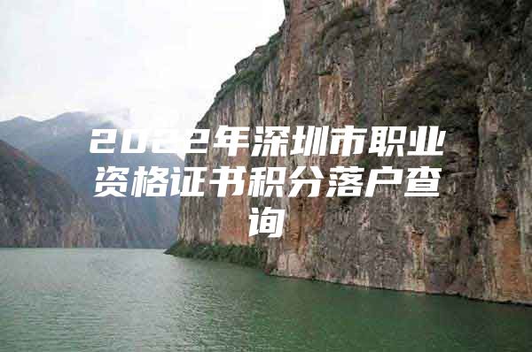 2022年深圳市职业资格证书积分落户查询