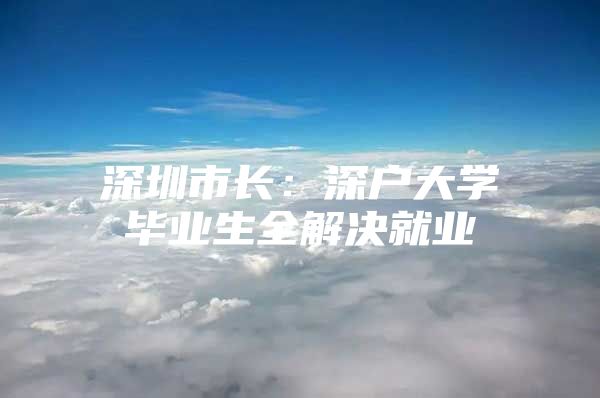 深圳市长：深户大学毕业生全解决就业