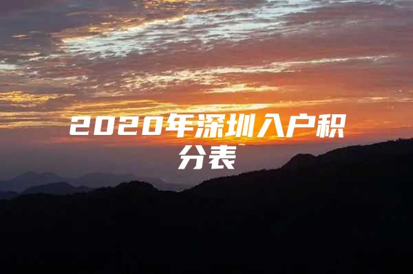 2020年深圳入户积分表