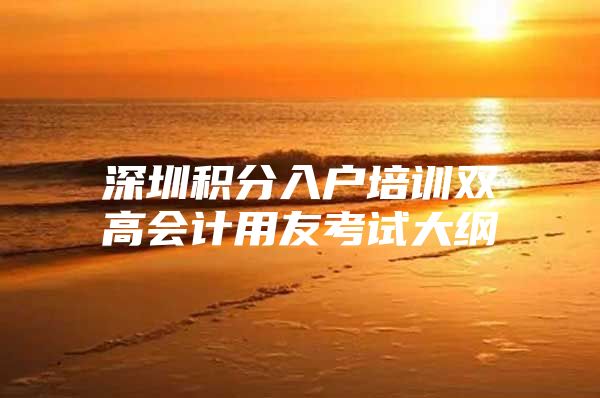 深圳积分入户培训双高会计用友考试大纲