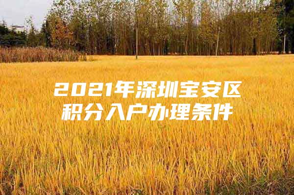 2021年深圳宝安区积分入户办理条件