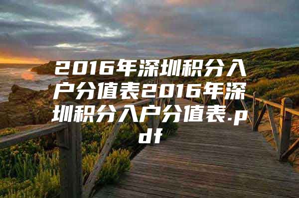 2016年深圳积分入户分值表2016年深圳积分入户分值表.pdf