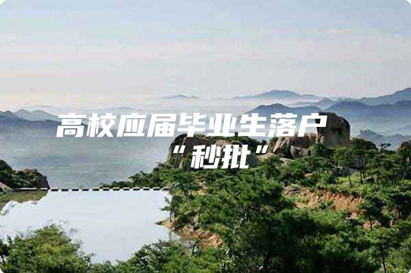 高校应届毕业生落户“秒批”
