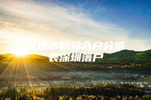 深圳市积分入户分值表深圳落户