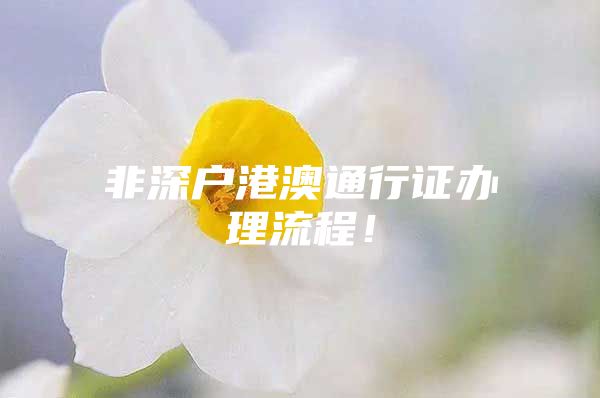 非深户港澳通行证办理流程！