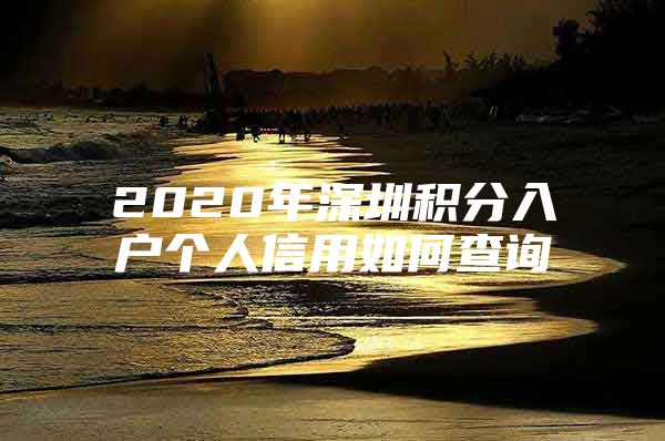 2020年深圳积分入户个人信用如何查询