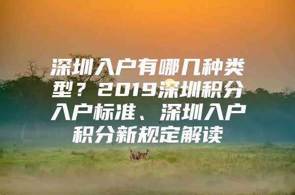 深圳入户有哪几种类型？2019深圳积分入户标准、深圳入户积分新规定解读