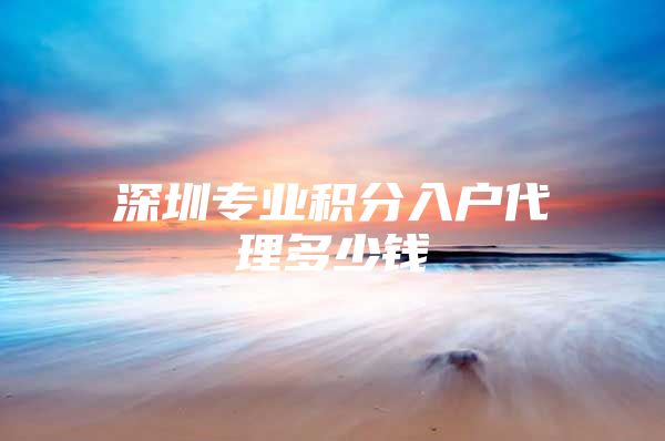 深圳专业积分入户代理多少钱