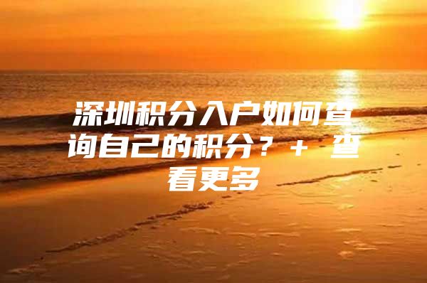 深圳积分入户如何查询自己的积分？+ 查看更多