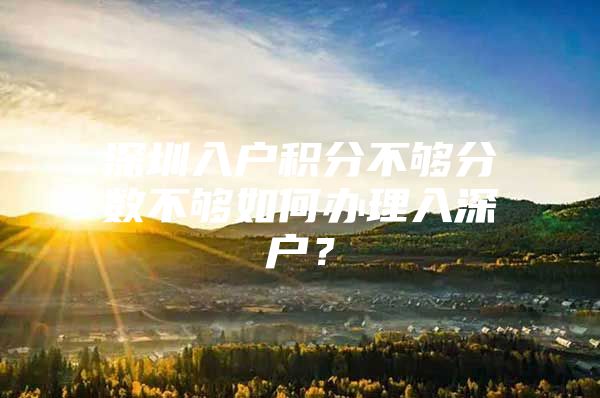 深圳入户积分不够分数不够如何办理入深户？