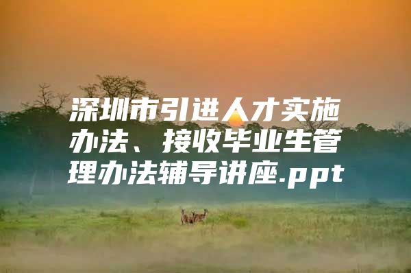 深圳市引进人才实施办法、接收毕业生管理办法辅导讲座.ppt
