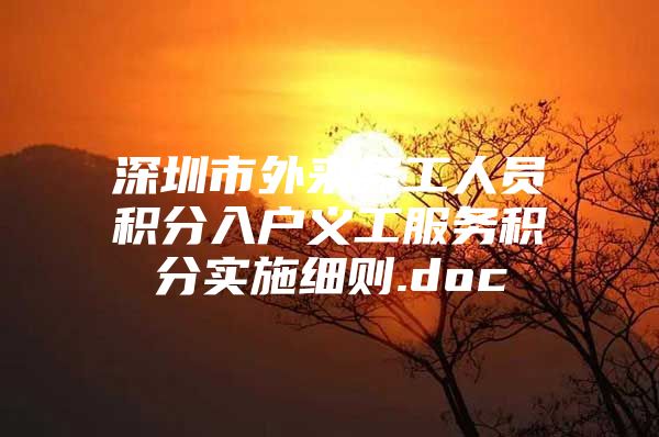 深圳市外来务工人员积分入户义工服务积分实施细则.doc