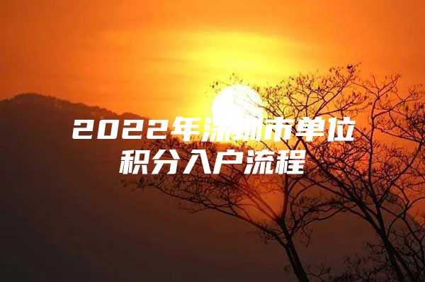 2022年深圳市单位积分入户流程