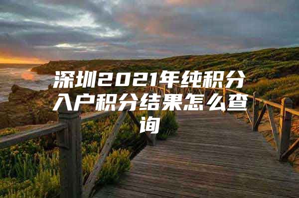 深圳2021年纯积分入户积分结果怎么查询