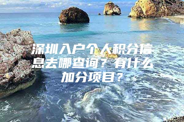 深圳入户个人积分信息去哪查询？有什么加分项目？