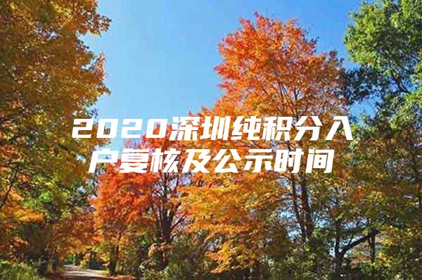 2020深圳纯积分入户复核及公示时间