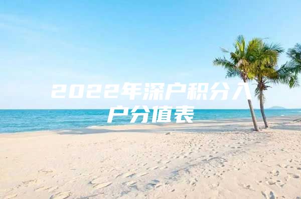 2022年深户积分入户分值表