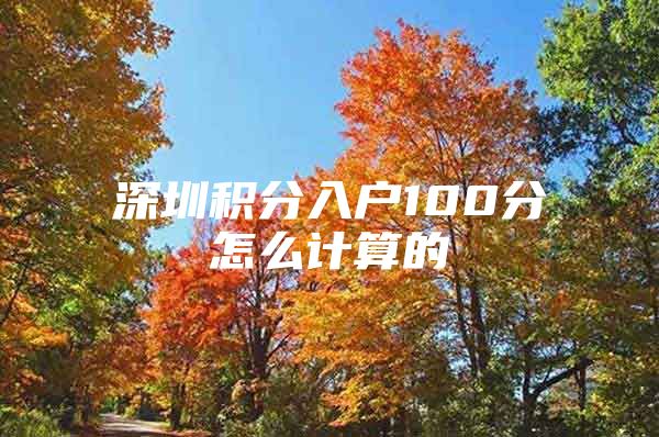 深圳积分入户100分怎么计算的