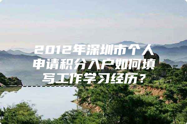 2012年深圳市个人申请积分入户如何填写工作学习经历？