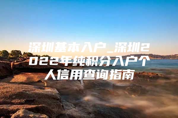 深圳基本入户_深圳2022年纯积分入户个人信用查询指南