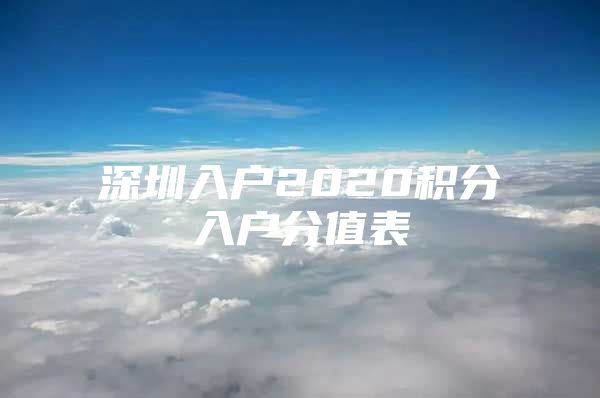 深圳入户2020积分入户分值表