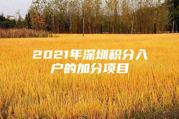 2021年深圳积分入户的加分项目