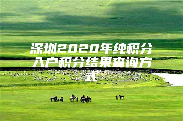 深圳2020年纯积分入户积分结果查询方式